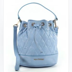 Vera Bradley Light Blue Emerson Quilted Leather Bucket Purse
